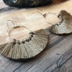 Dusty Beige Lightweight Tassel Earrings